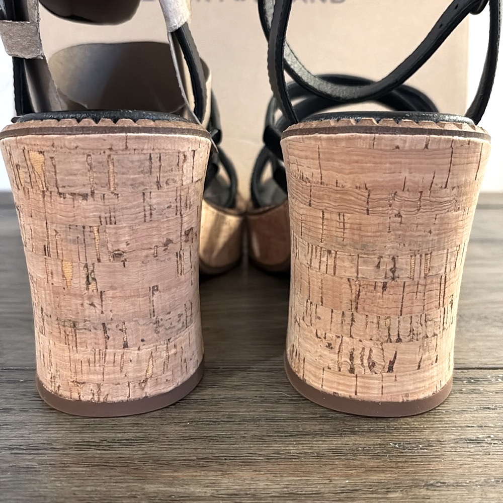❌SOLD❌ NIB [Lucky] Taiza Black Strappy Leather Heel Platform Sandals Women’s 8.5 - Picture 11 of 16